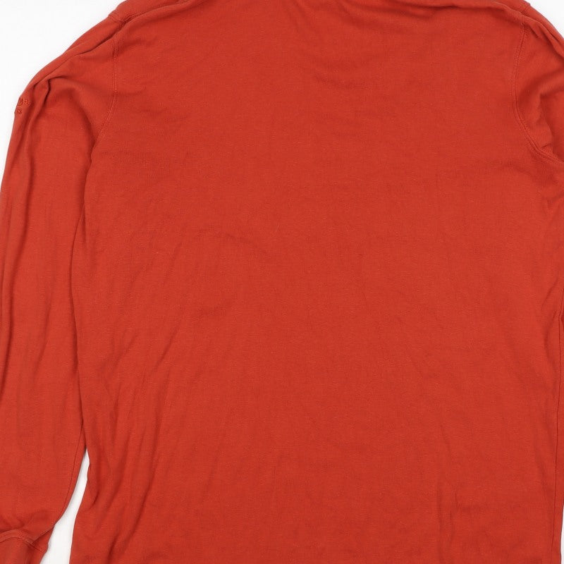 Cotton Traders Women Red L Cotton Roll Neck Long Sleeve Basic Top