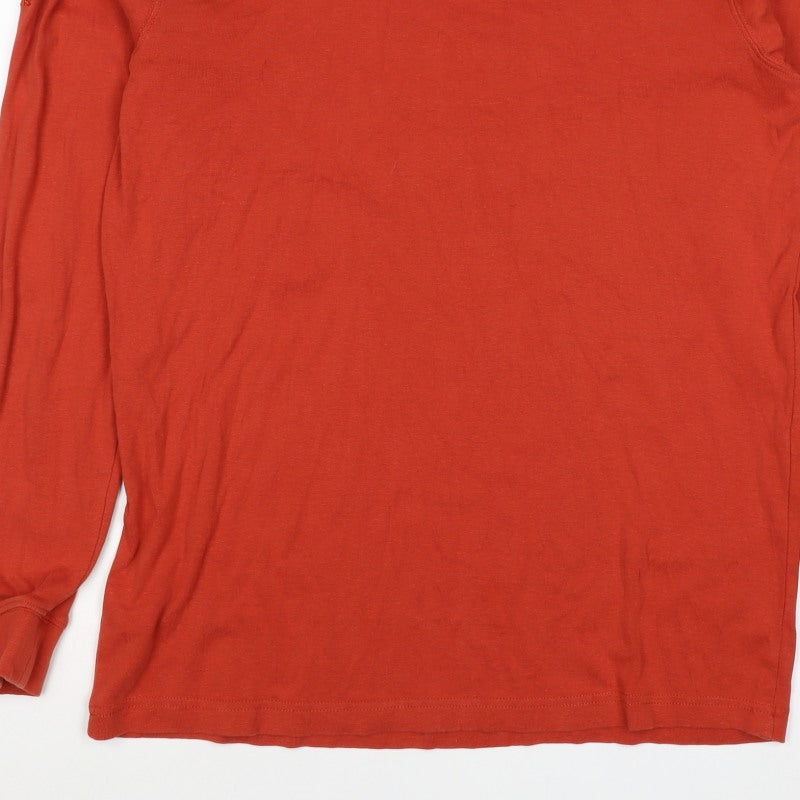 Cotton Traders Women Red L Cotton Roll Neck Long Sleeve Basic Top