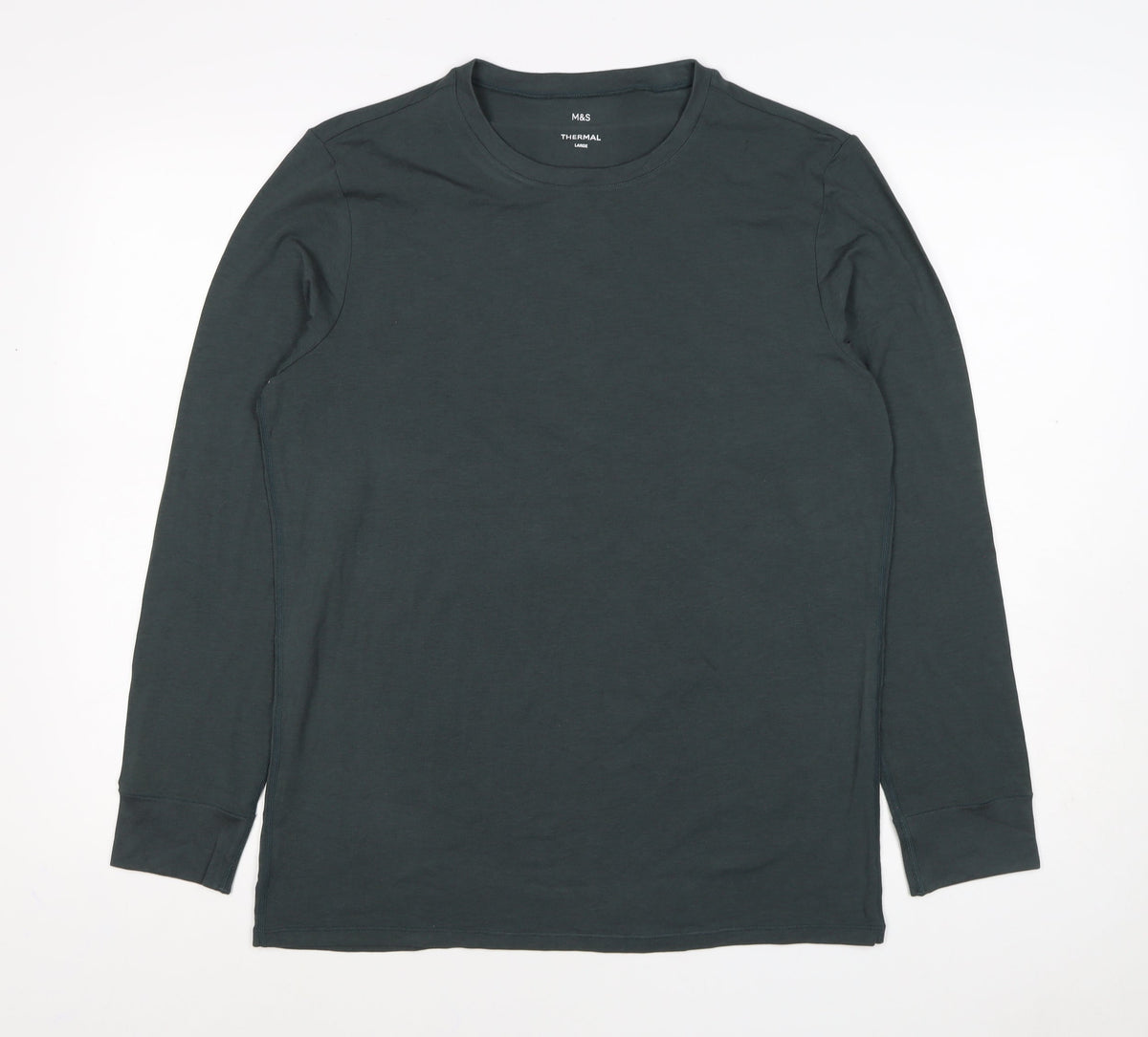 Marks and Spencer Men’s Black Large Thermal Long Sleeve Crew Neck T-Shirt