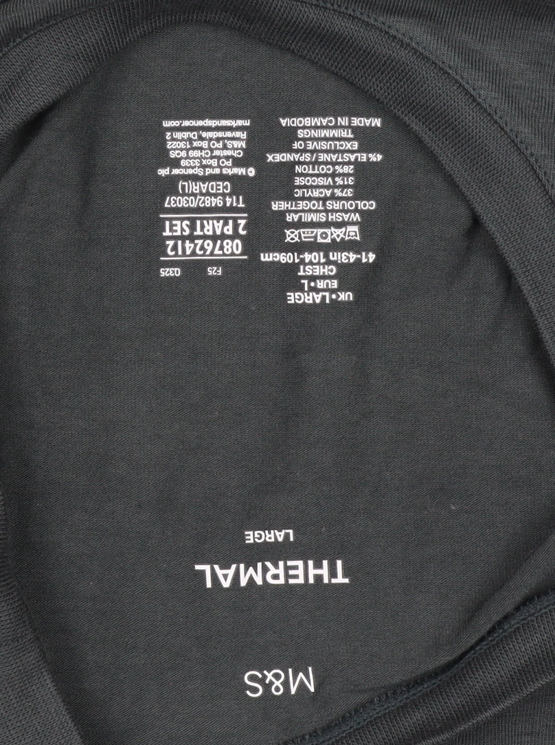 Marks and Spencer Men’s Black Large Thermal Long Sleeve Crew Neck T-Shirt