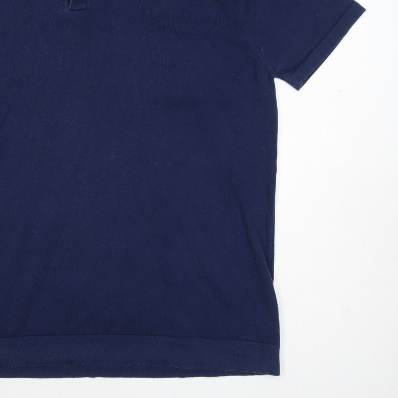 Next Mens Blue XL Short Sleeve Button Down Collar Polo Shirt