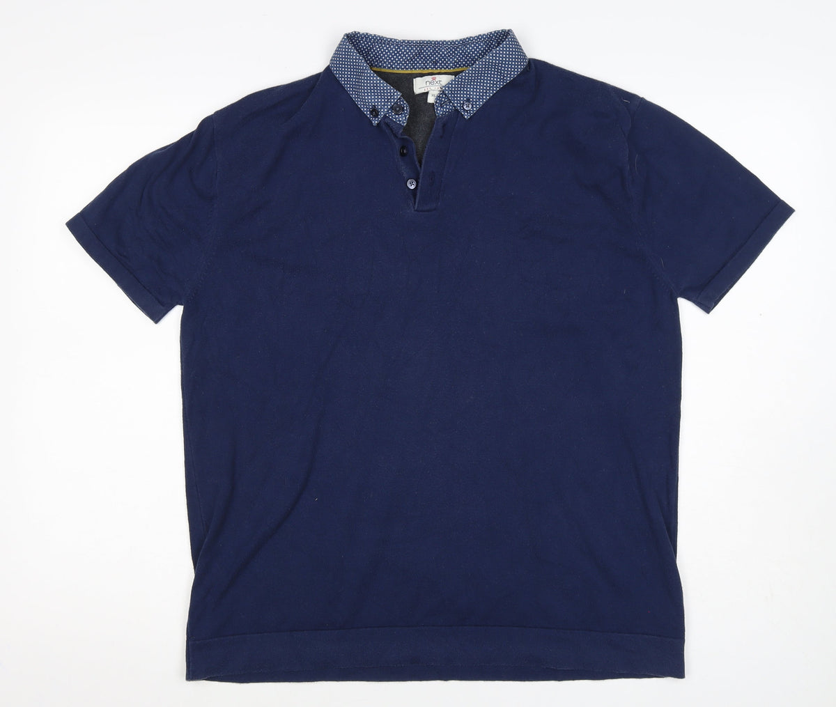 Next Mens Blue XL Short Sleeve Button Down Collar Polo Shirt