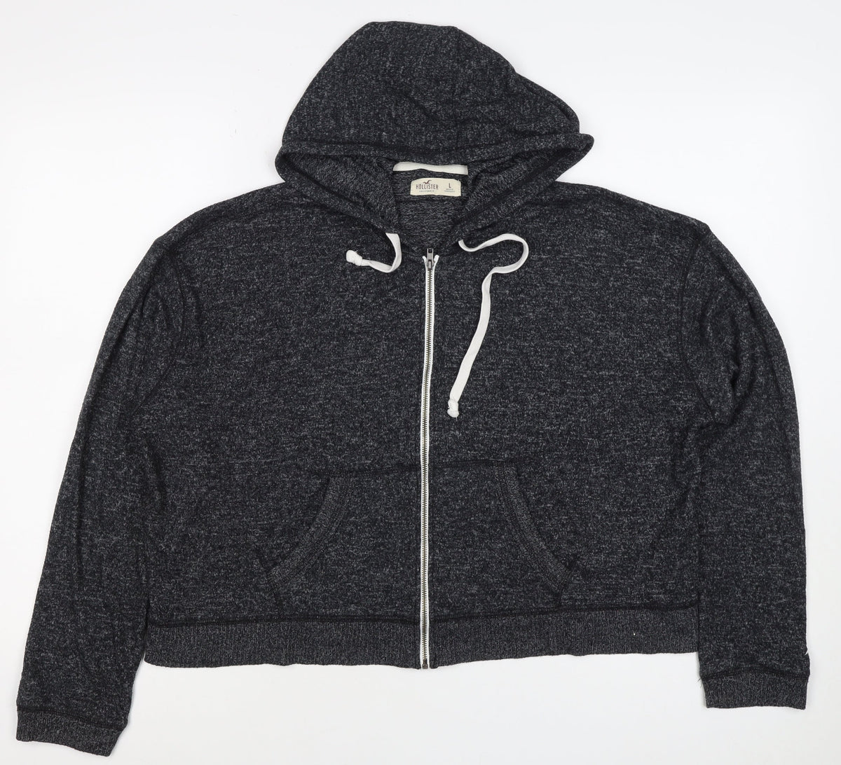 Hollister Women’s Black L Full Zip Hooded Knit Hoodie
