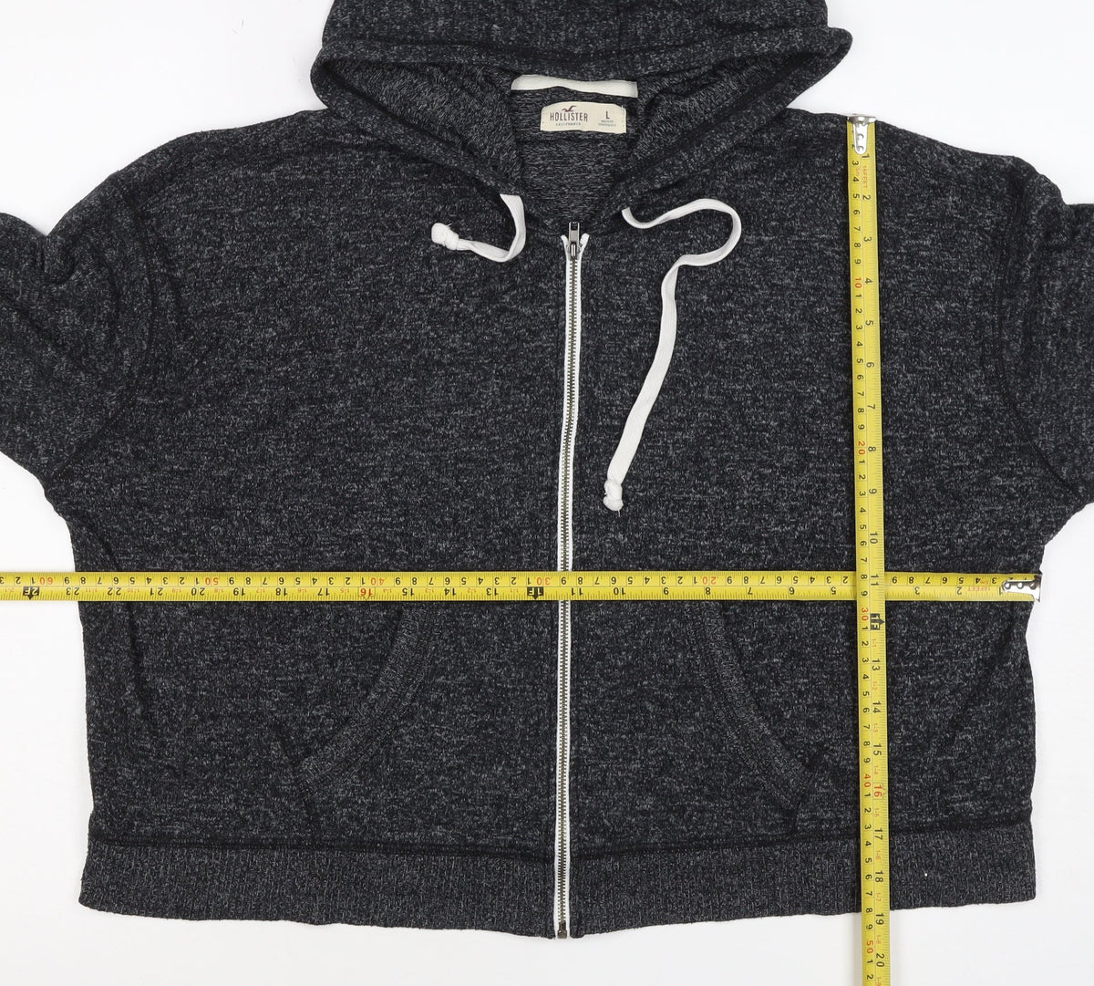 Hollister Women’s Black L Full Zip Hooded Knit Hoodie