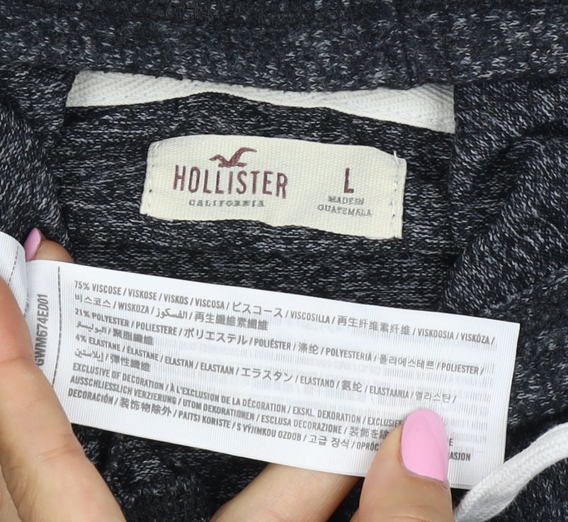 Hollister Women’s Black L Full Zip Hooded Knit Hoodie
