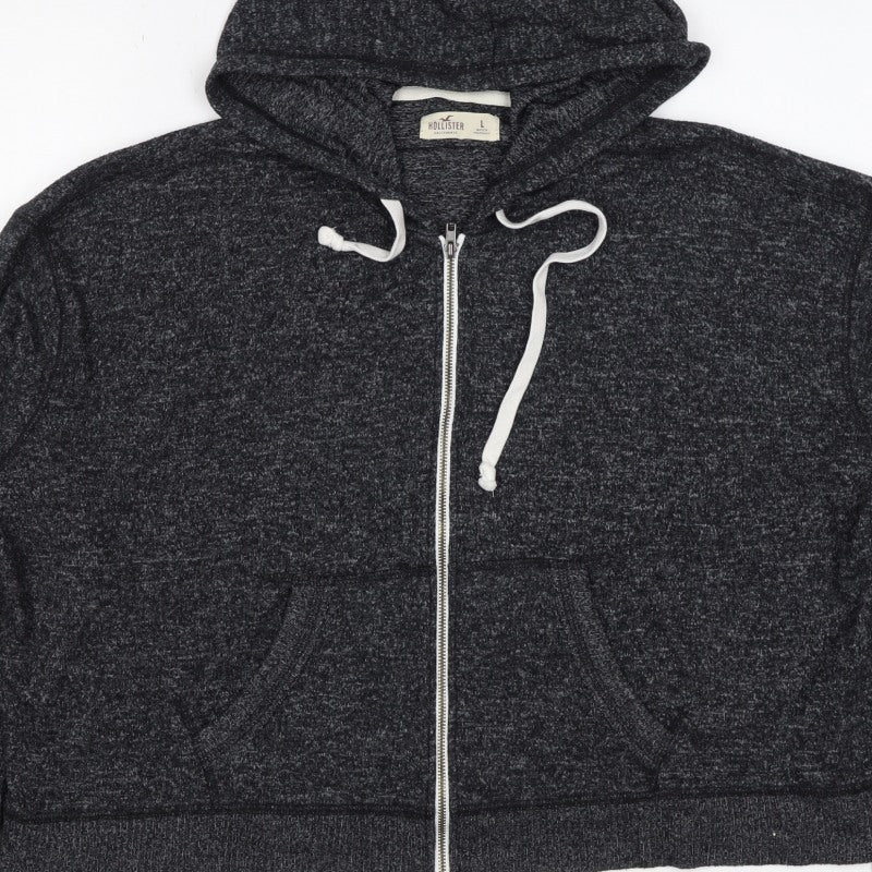 Hollister Women’s Black L Full Zip Hooded Knit Hoodie