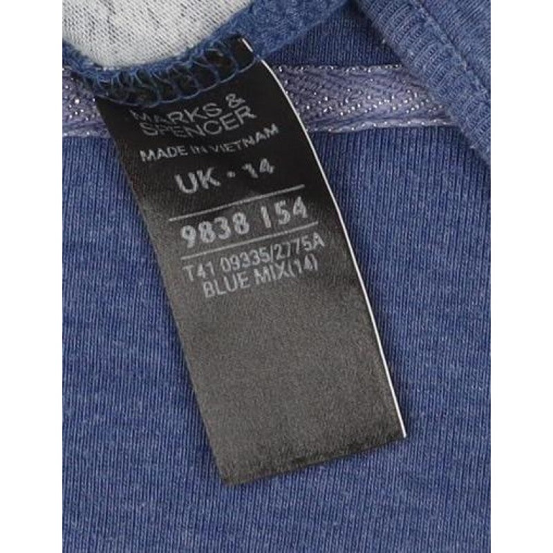 Marks & Spencer Women Blue UK 14 Open Front Floral 3/4 Sleeve Blouse