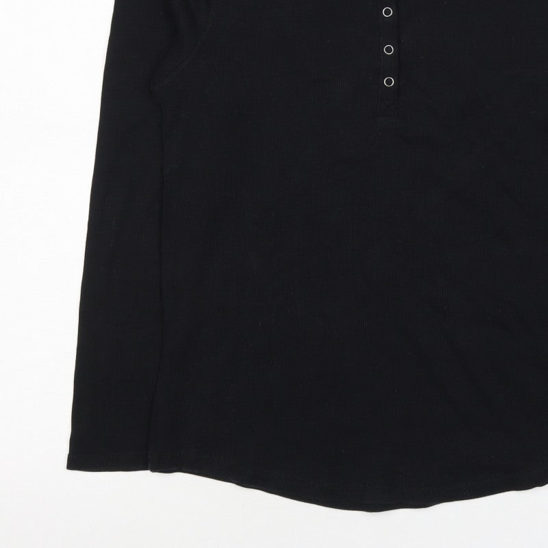 Marks and Spencer Women’s Black UK 16 Henley Long Sleeve Jersey Top