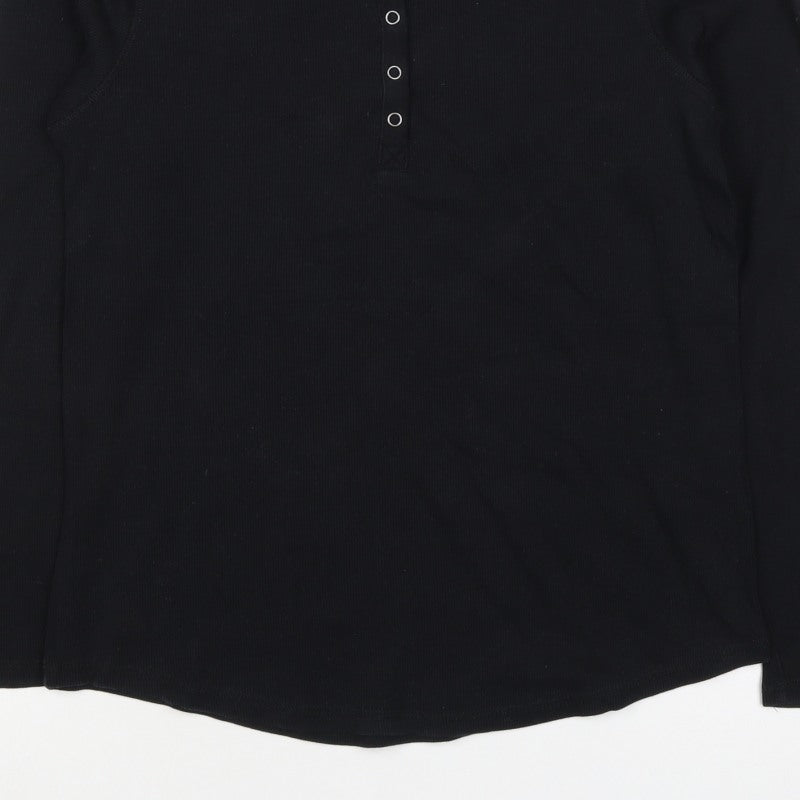Marks and Spencer Women’s Black UK 16 Henley Long Sleeve Jersey Top