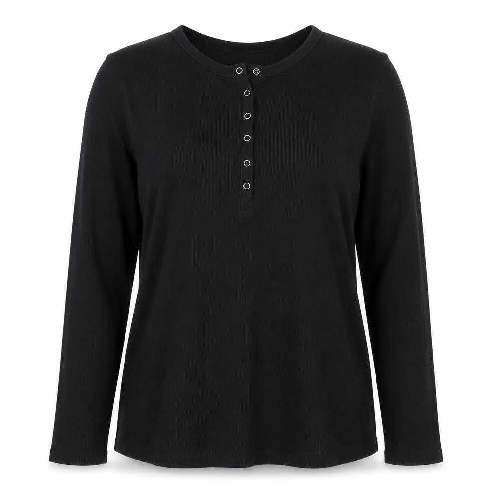 Marks and Spencer Women’s Black UK 16 Henley Long Sleeve Jersey Top