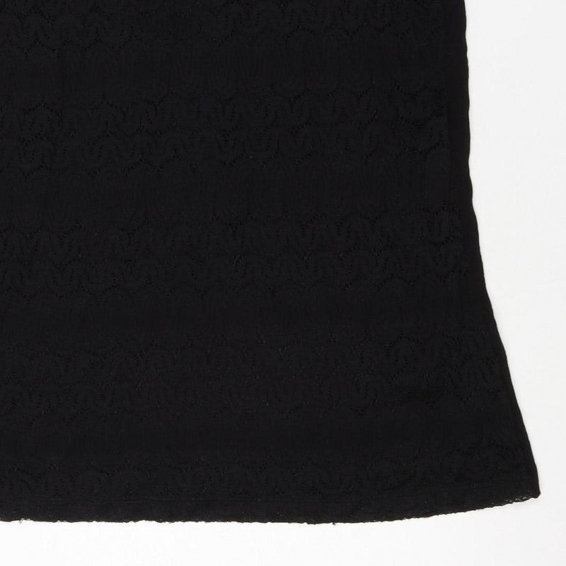 Dorothy Perkins Women Black UK 12 Basic Lace Short Sleeve T-Shirt
