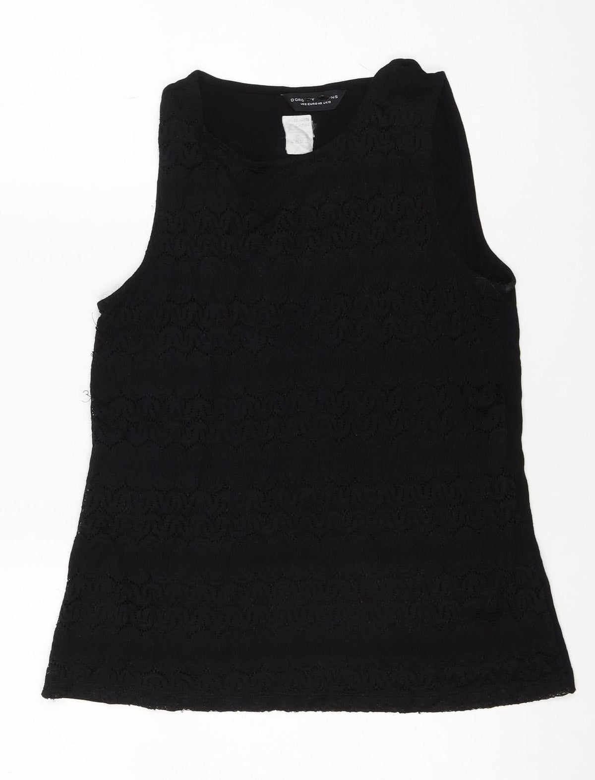 Dorothy Perkins Women Black UK 12 Basic Lace Short Sleeve T-Shirt