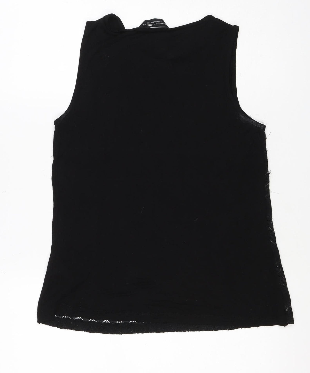 Dorothy Perkins Women Black UK 12 Basic Lace Short Sleeve T-Shirt