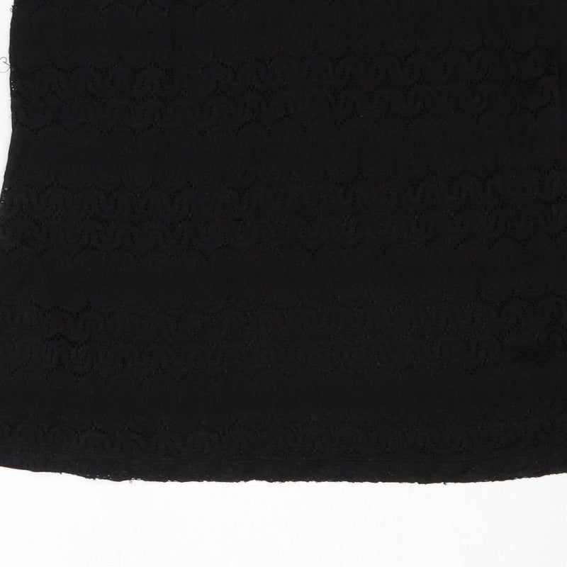 Dorothy Perkins Women Black UK 12 Basic Lace Short Sleeve T-Shirt