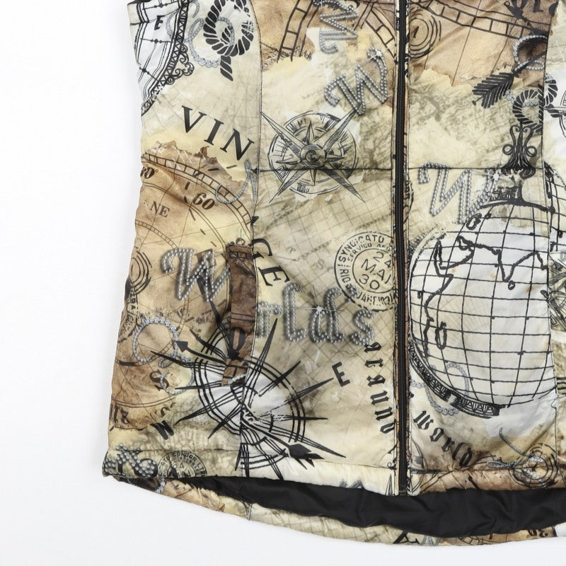 Dolcezza Women’s Multicoloured S Padded Nautical Map Zip Waistcoat