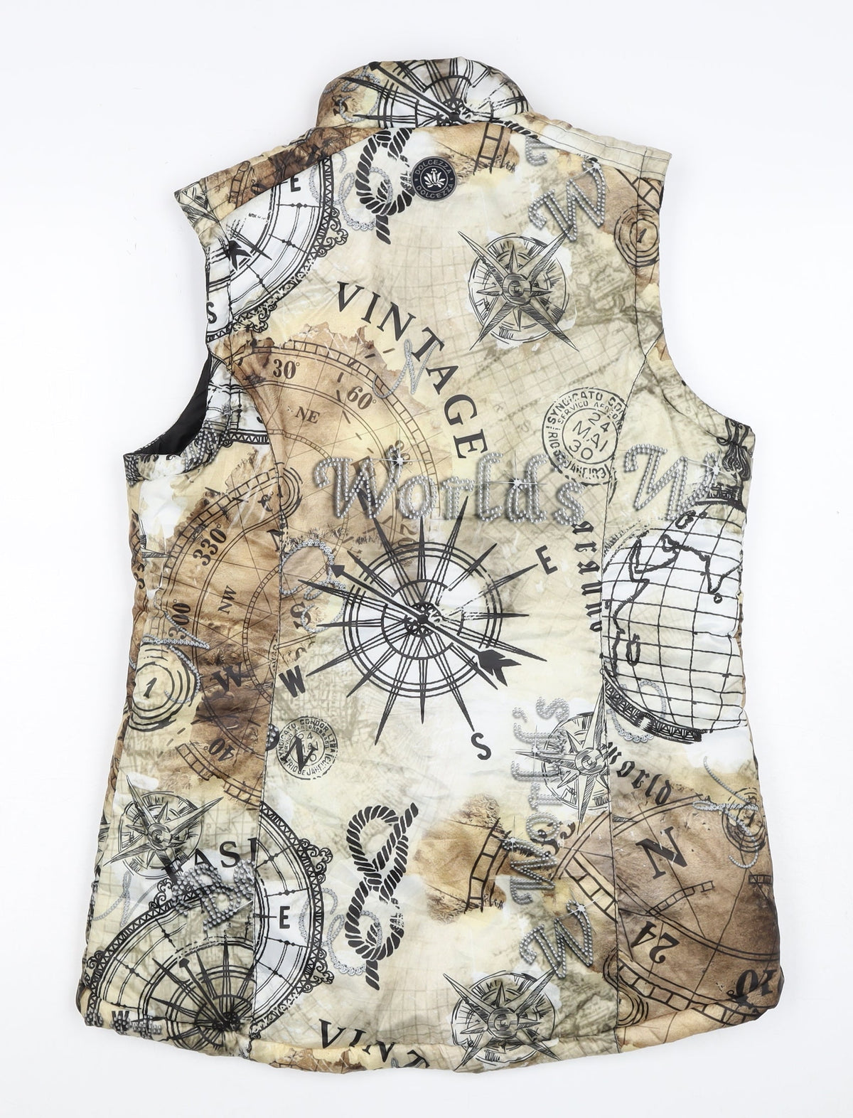 Dolcezza Women’s Multicoloured S Padded Nautical Map Zip Waistcoat