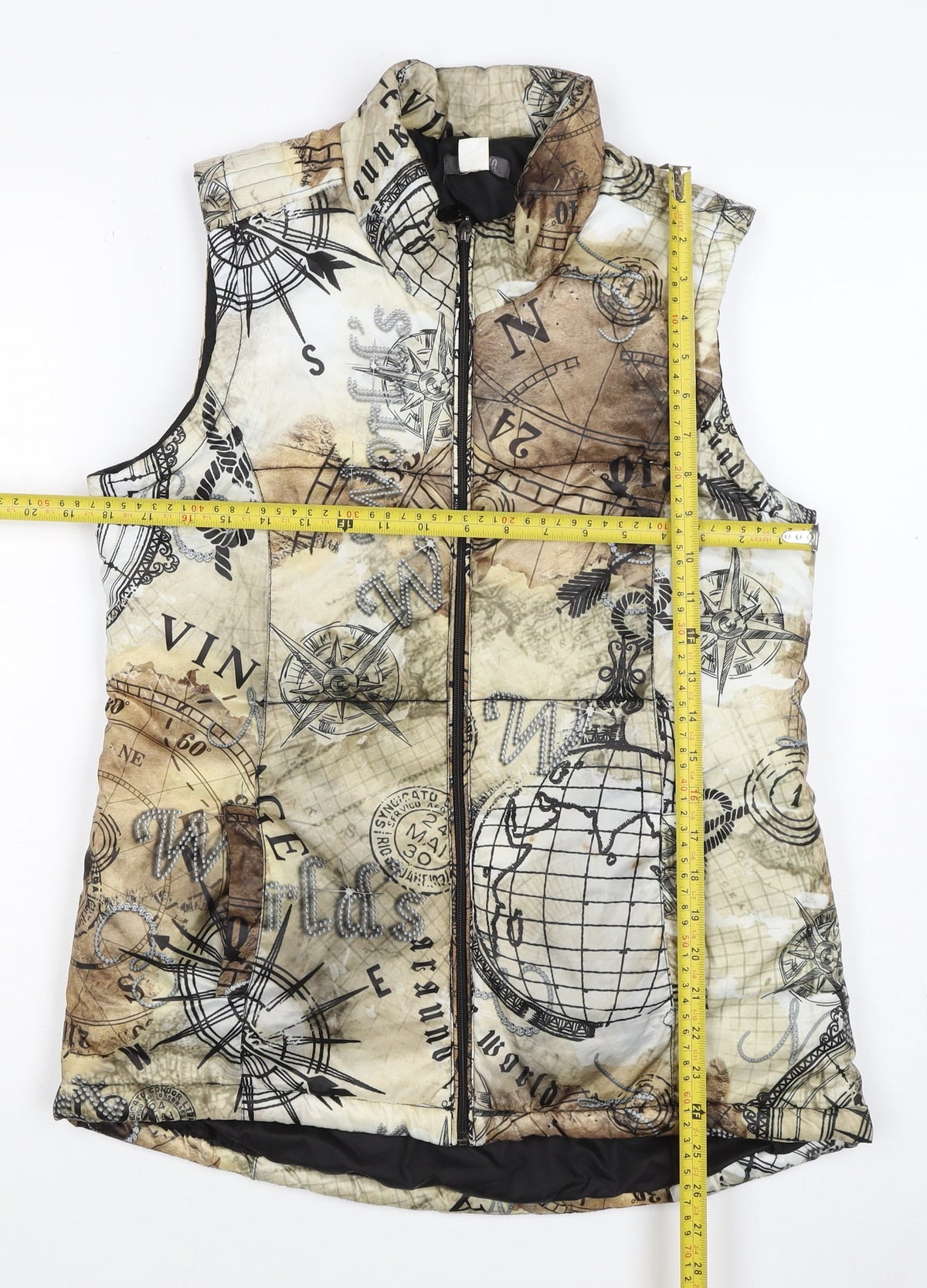 Dolcezza Women’s Multicoloured S Padded Nautical Map Zip Waistcoat