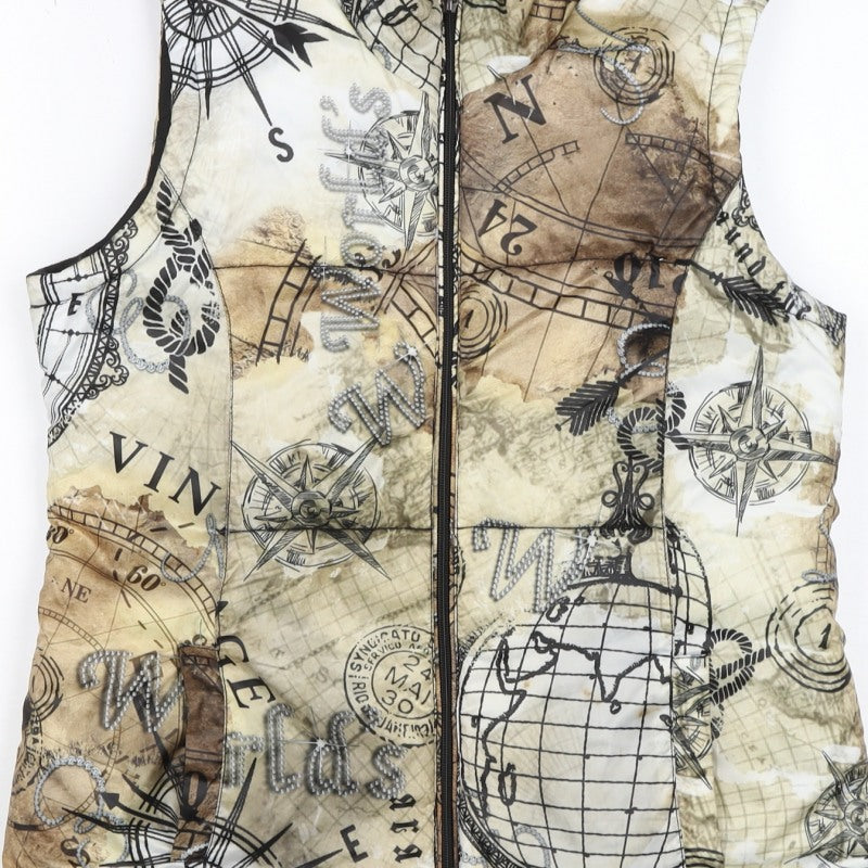 Dolcezza Women’s Multicoloured S Padded Nautical Map Zip Waistcoat
