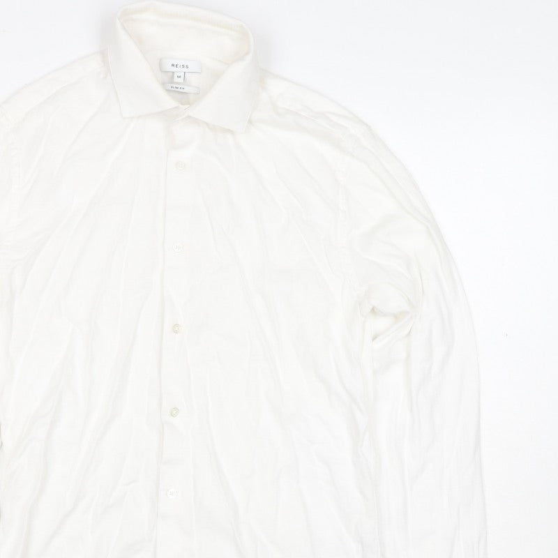 Reiss Men’s White M Slim Fit Cotton Long Sleeve Button-Up Shirt