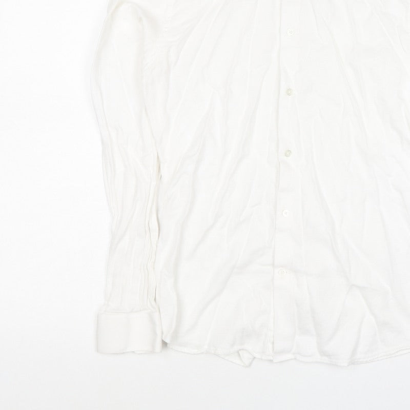 Reiss Men’s White M Slim Fit Cotton Long Sleeve Button-Up Shirt