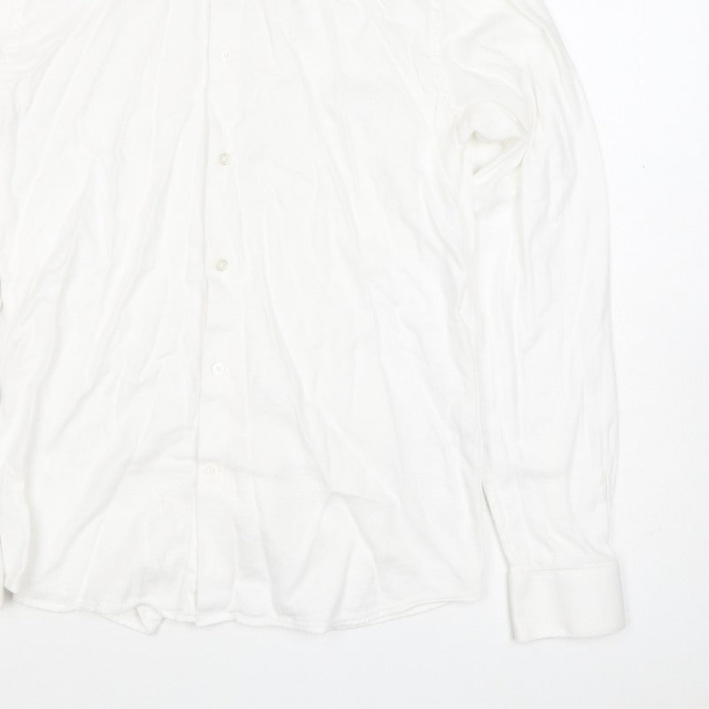 Reiss Men’s White M Slim Fit Cotton Long Sleeve Button-Up Shirt