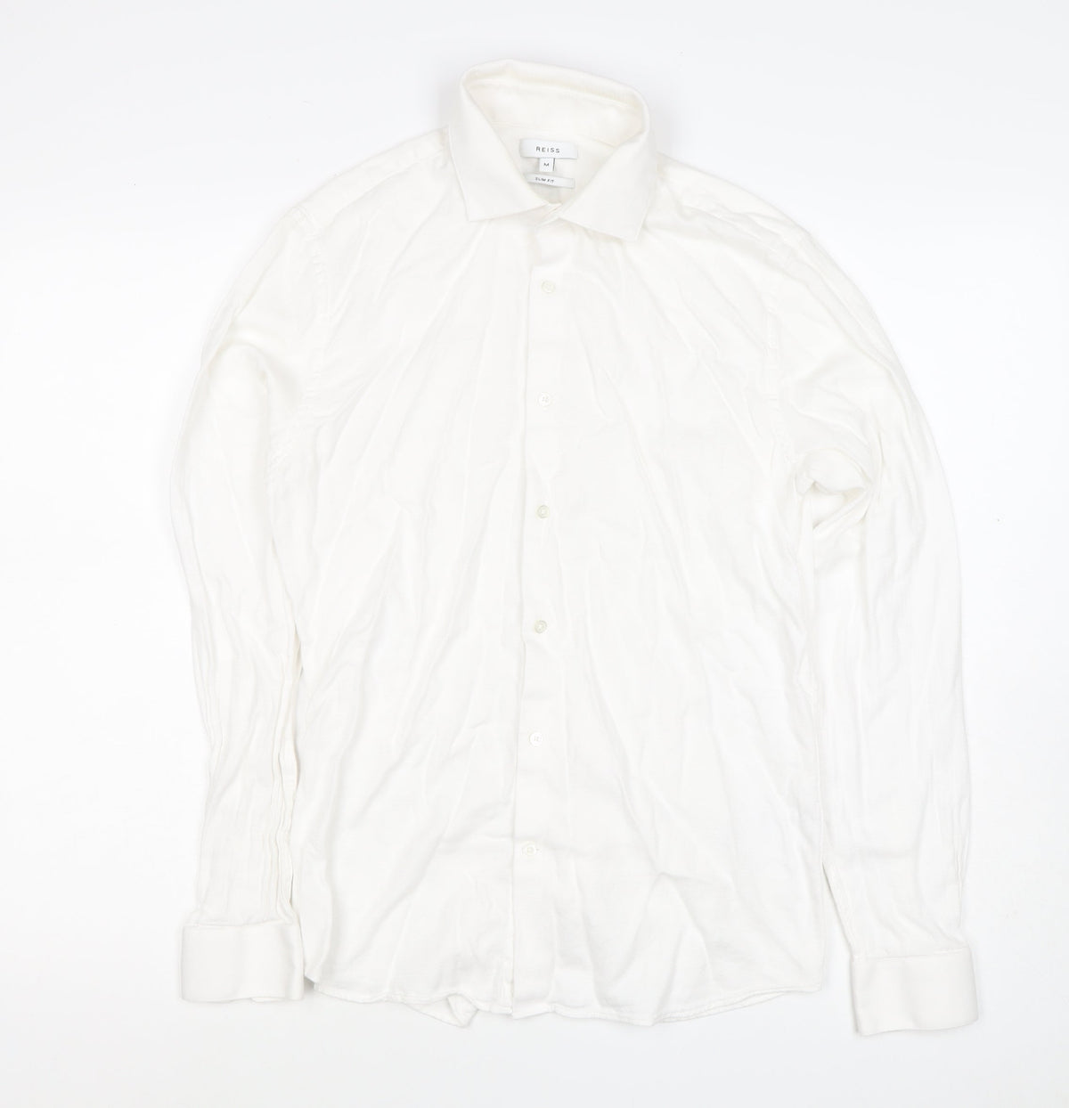 Reiss Men’s White M Slim Fit Cotton Long Sleeve Button-Up Shirt
