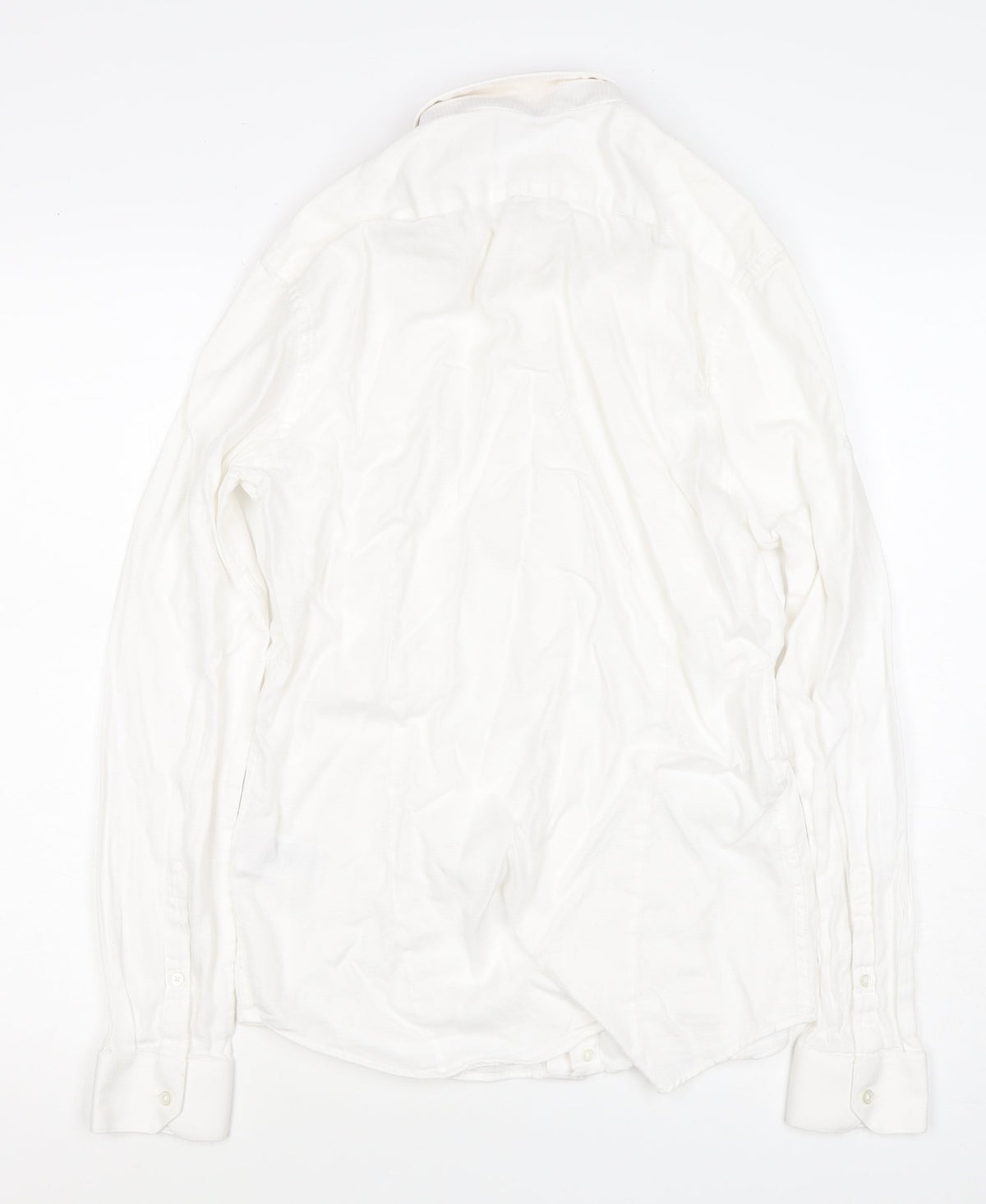 Reiss Men’s White M Slim Fit Cotton Long Sleeve Button-Up Shirt