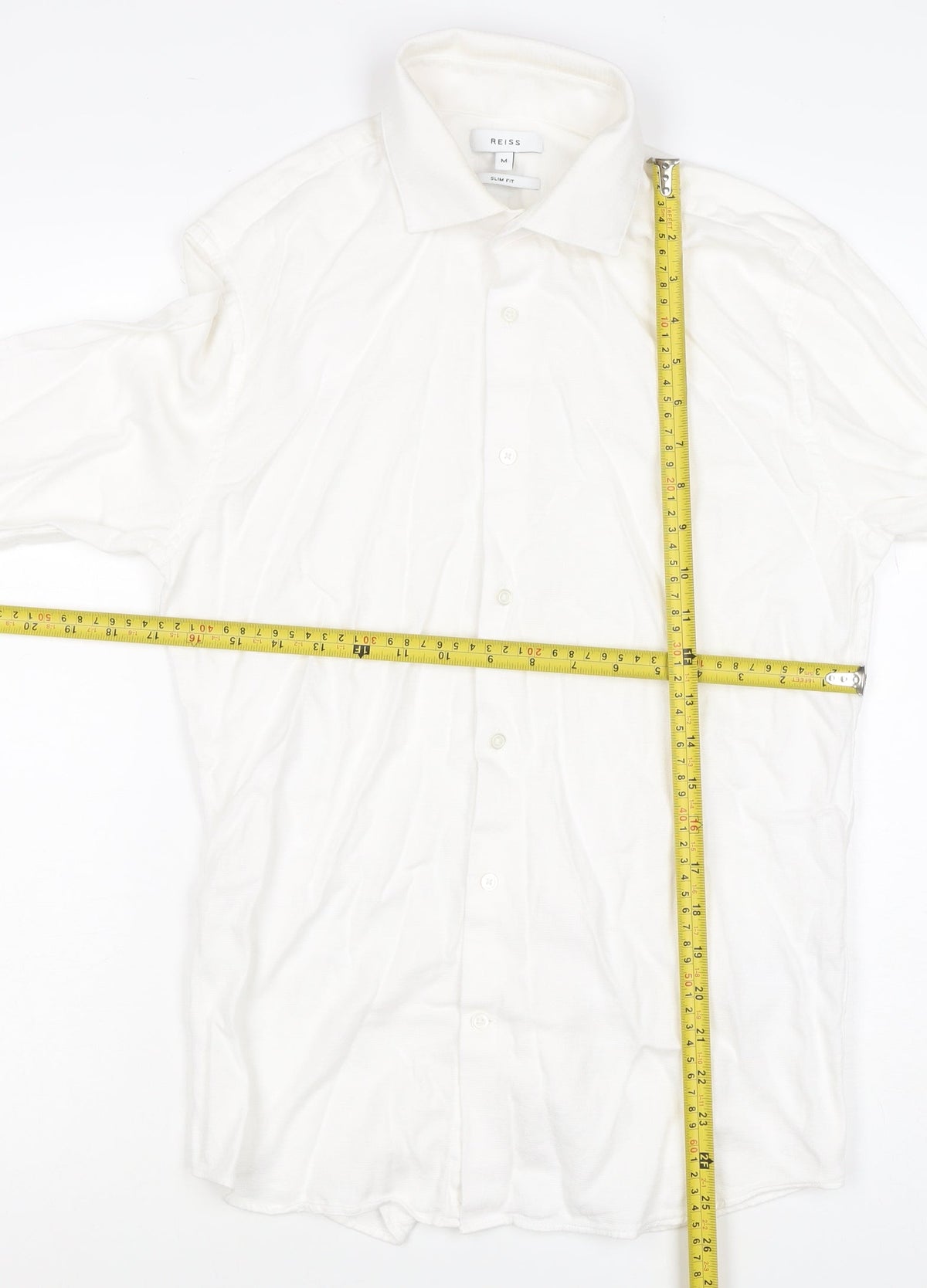 Reiss Men’s White M Slim Fit Cotton Long Sleeve Button-Up Shirt