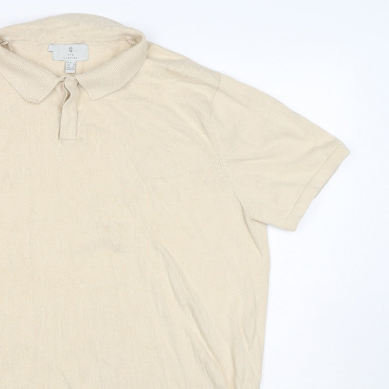2nd Chapter Men’s Beige XL Cotton Short Sleeve Classic Polo Shirt