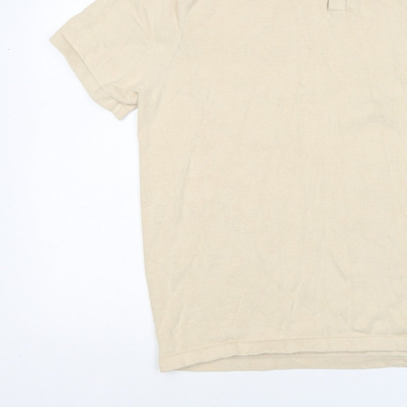 2nd Chapter Men’s Beige XL Cotton Short Sleeve Classic Polo Shirt