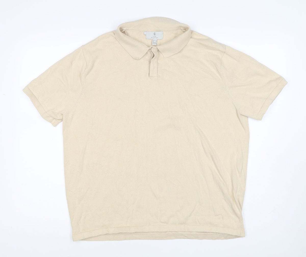 2nd Chapter Men’s Beige XL Cotton Short Sleeve Classic Polo Shirt