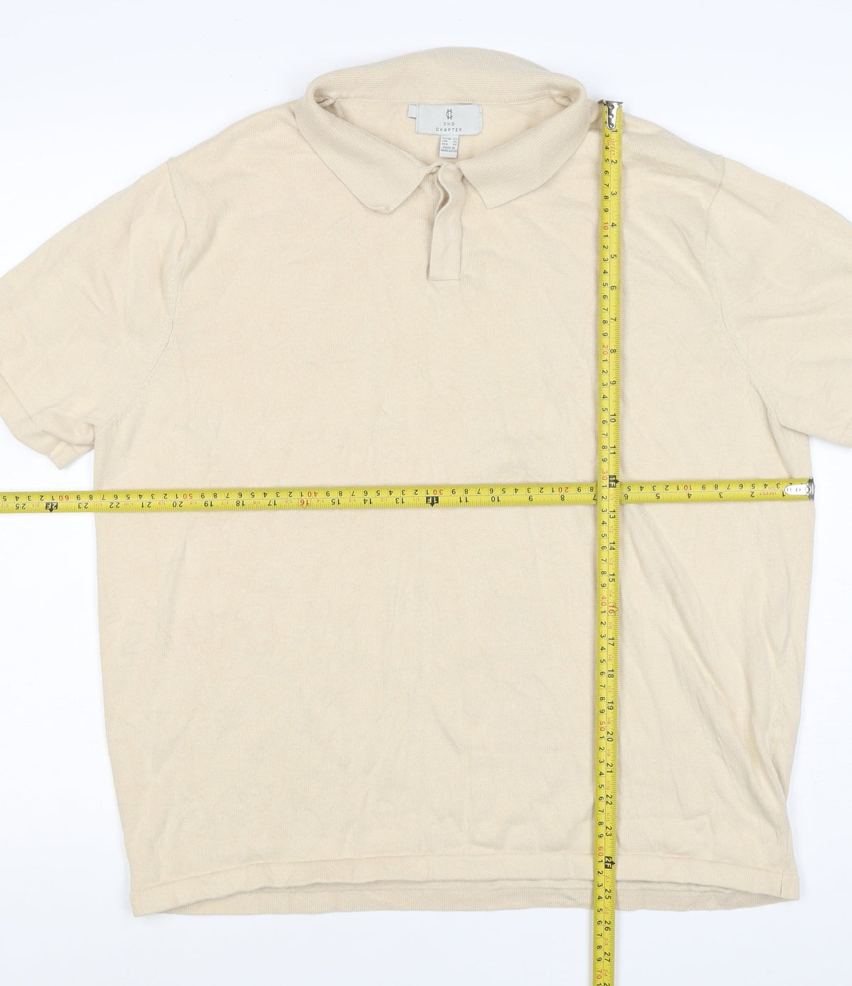 2nd Chapter Men’s Beige XL Cotton Short Sleeve Classic Polo Shirt