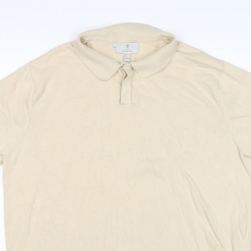 2nd Chapter Men’s Beige XL Cotton Short Sleeve Classic Polo Shirt