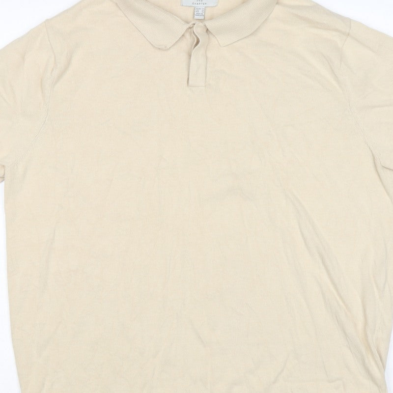 2nd Chapter Men’s Beige XL Cotton Short Sleeve Classic Polo Shirt