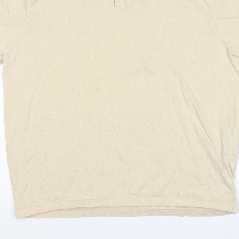 2nd Chapter Men’s Beige XL Cotton Short Sleeve Classic Polo Shirt