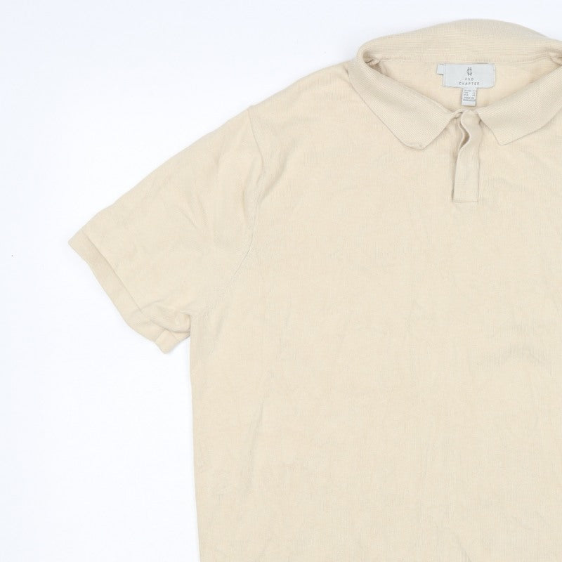 2nd Chapter Men’s Beige XL Cotton Short Sleeve Classic Polo Shirt