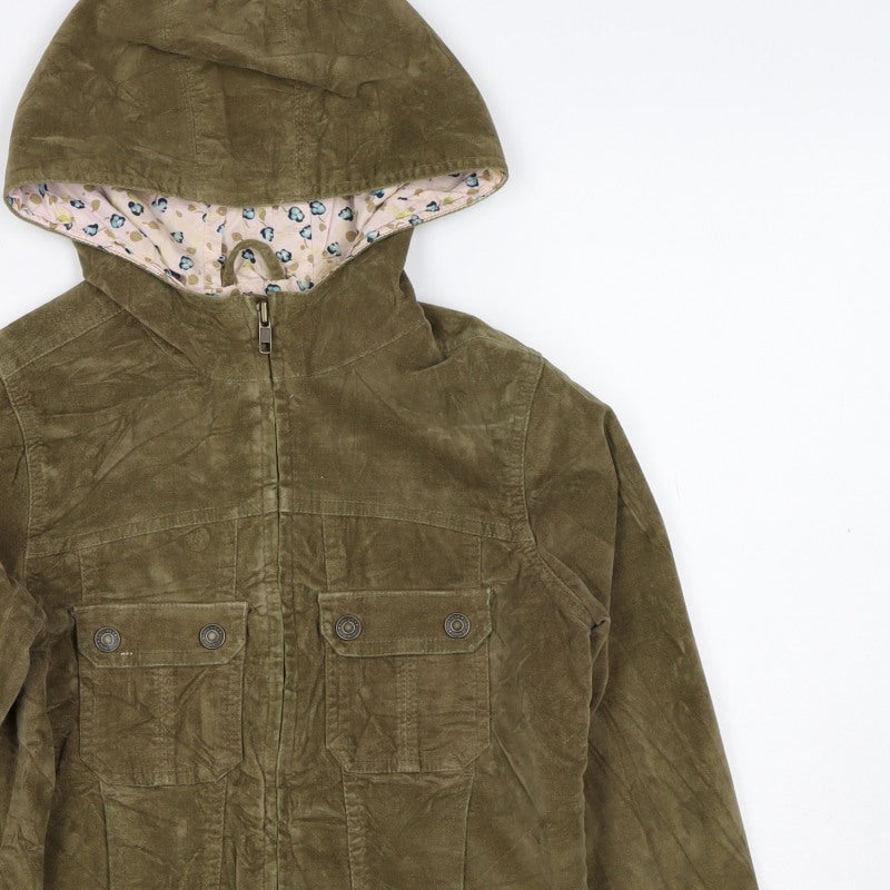 Gap Kids Girls Green Cotton Hooded Jacket 10-11 Years Floral Lined