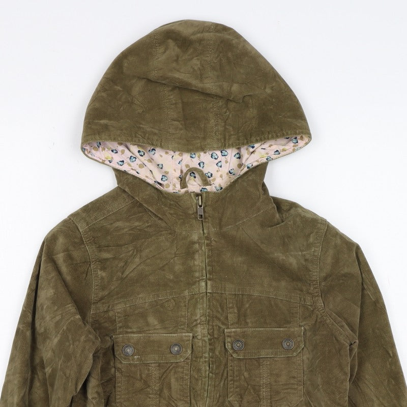 Gap Kids Girls Green Cotton Hooded Jacket 10-11 Years Floral Lined