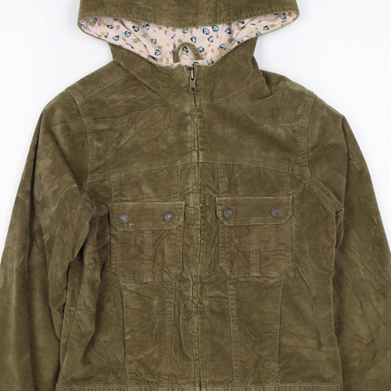 Gap Kids Girls Green Cotton Hooded Jacket 10-11 Years Floral Lined
