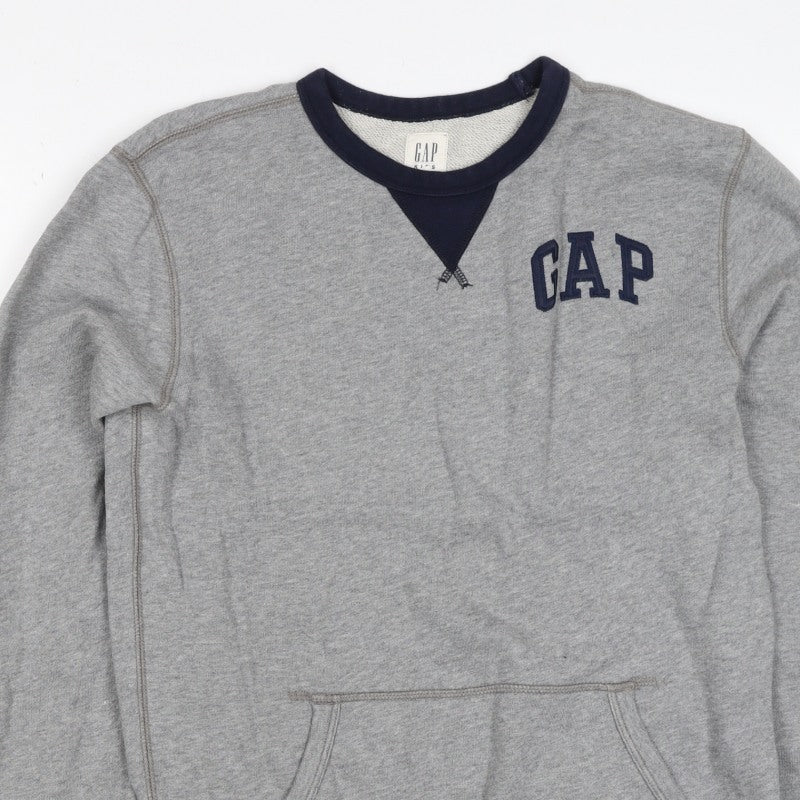 Gap Kids Boys Grey Logo Sweatshirt 14-15 Years Pullover Pockets