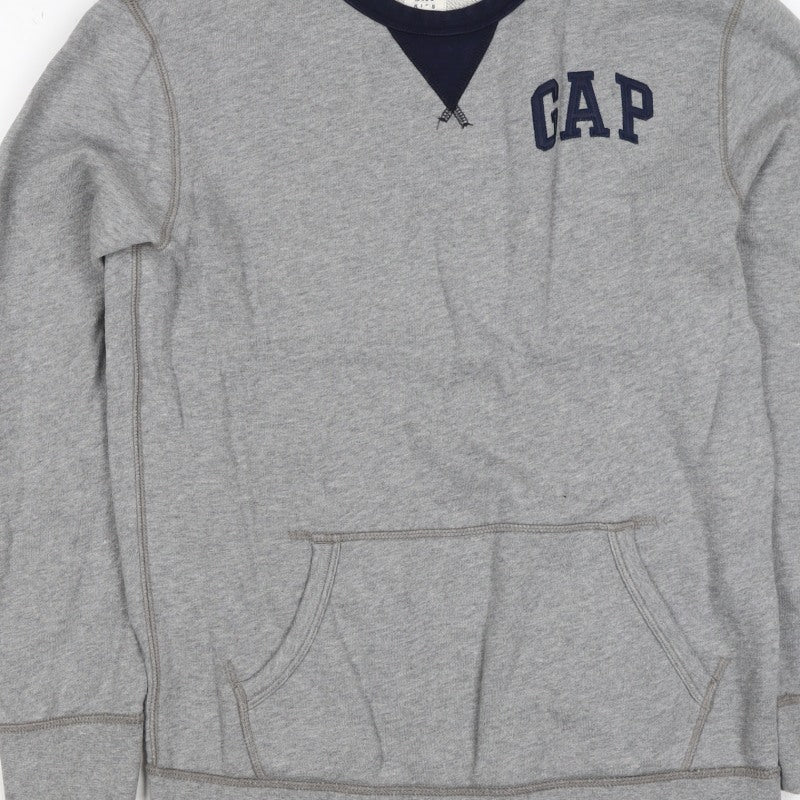 Gap Kids Boys Grey Logo Sweatshirt 14-15 Years Pullover Pockets