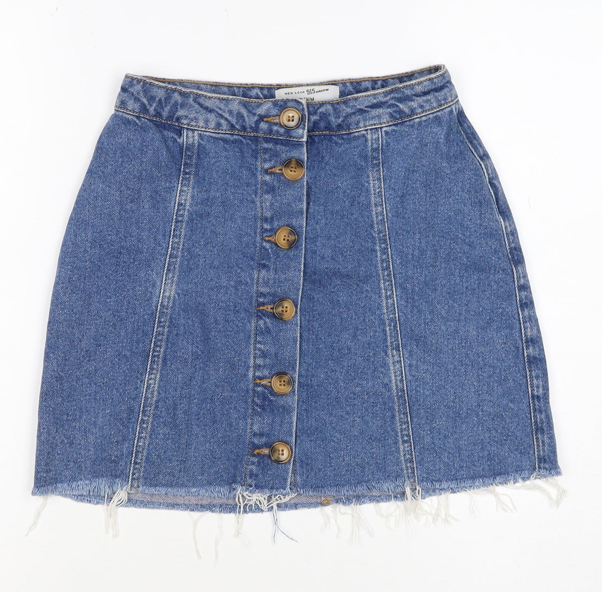 New Look 915 Teens Blue UK 4 Denim Button Front Mini Skirt