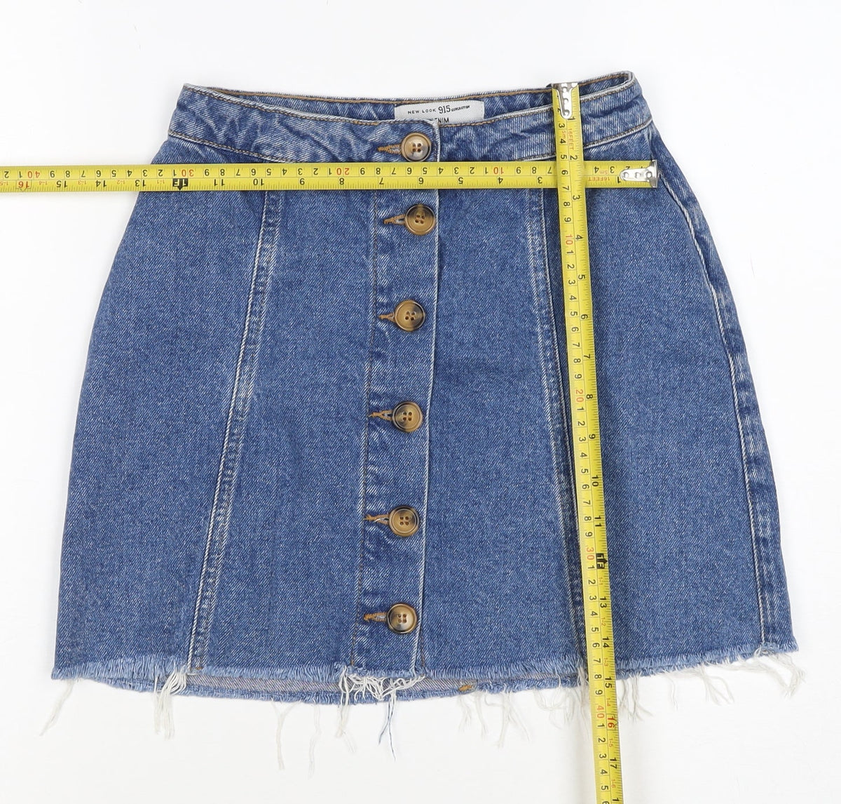 New Look 915 Teens Blue UK 4 Denim Button Front Mini Skirt