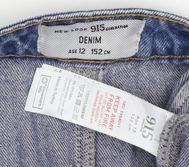New Look 915 Teens Blue UK 4 Denim Button Front Mini Skirt