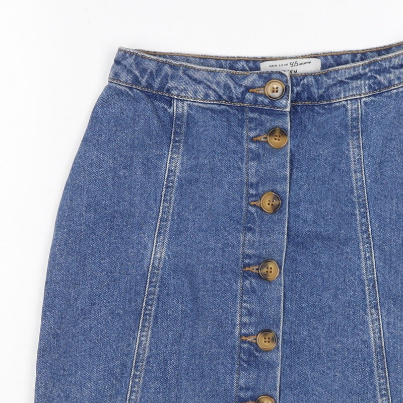 New Look 915 Teens Blue UK 4 Denim Button Front Mini Skirt
