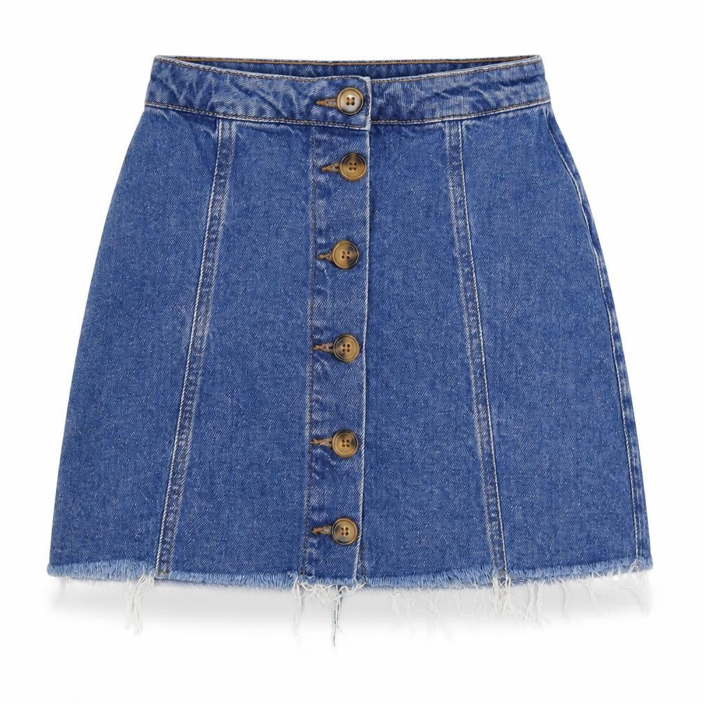 New Look 915 Teens Blue UK 4 Denim Button Front Mini Skirt