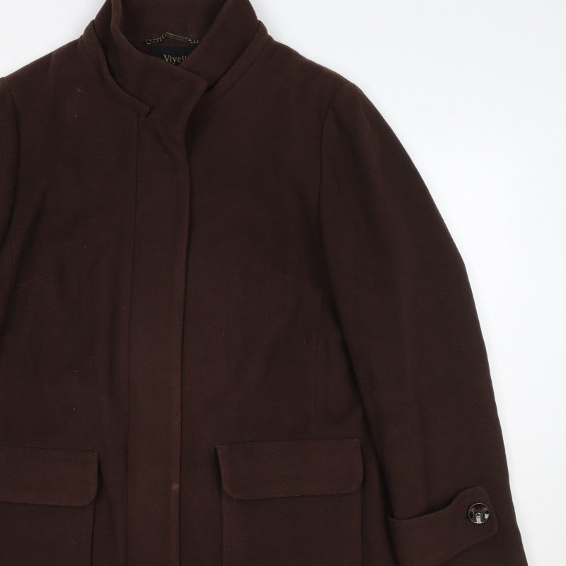 Viyella Women’s Brown Cashmere Blend Mid-Length Coat UK 16