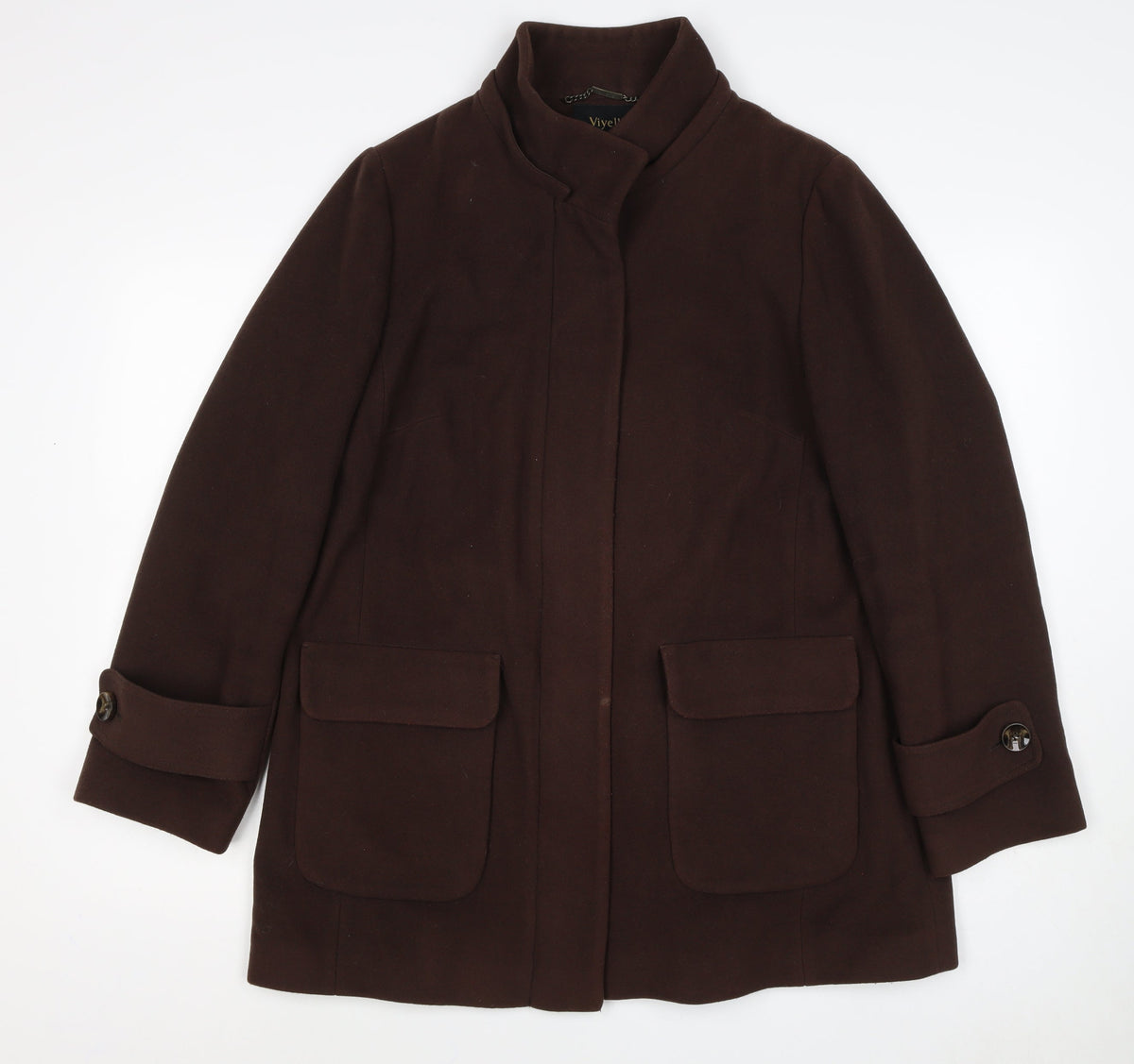 Viyella Women’s Brown Cashmere Blend Mid-Length Coat UK 16