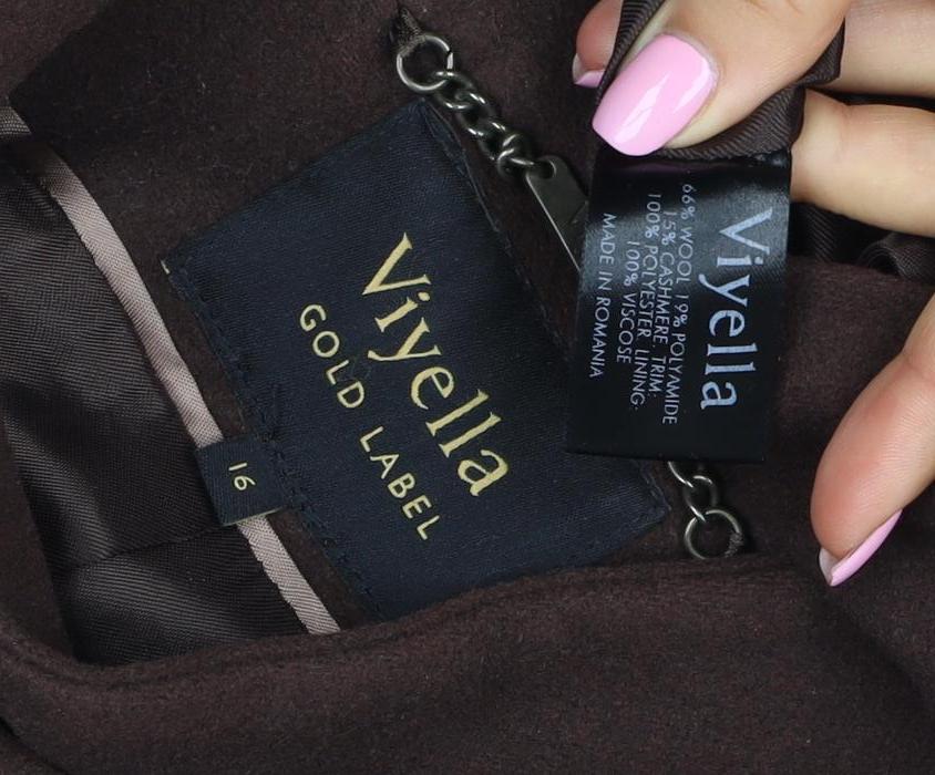 Viyella Women’s Brown Cashmere Blend Mid-Length Coat UK 16