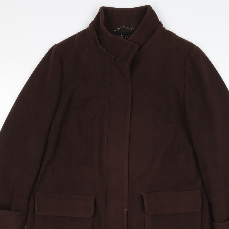 Viyella Women’s Brown Cashmere Blend Mid-Length Coat UK 16